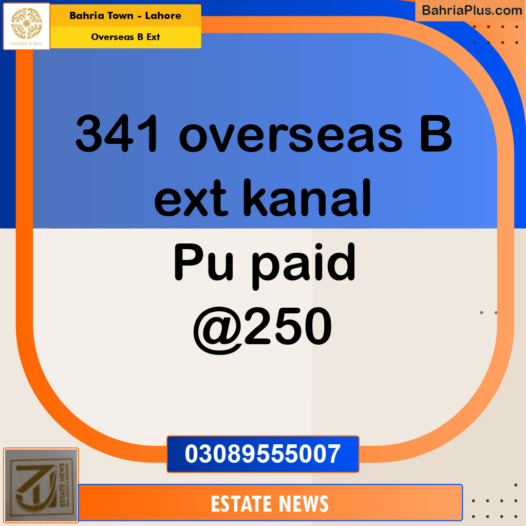 Residential Plot for Sale in Overseas B Ext -  Bahria Town, Lahore - (BP-274369)