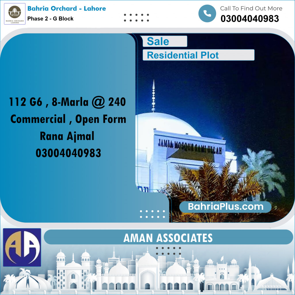 Residential Plot for Sale in Phase 2 - G Block -  Bahria Orchard, Lahore - (BP-274380)