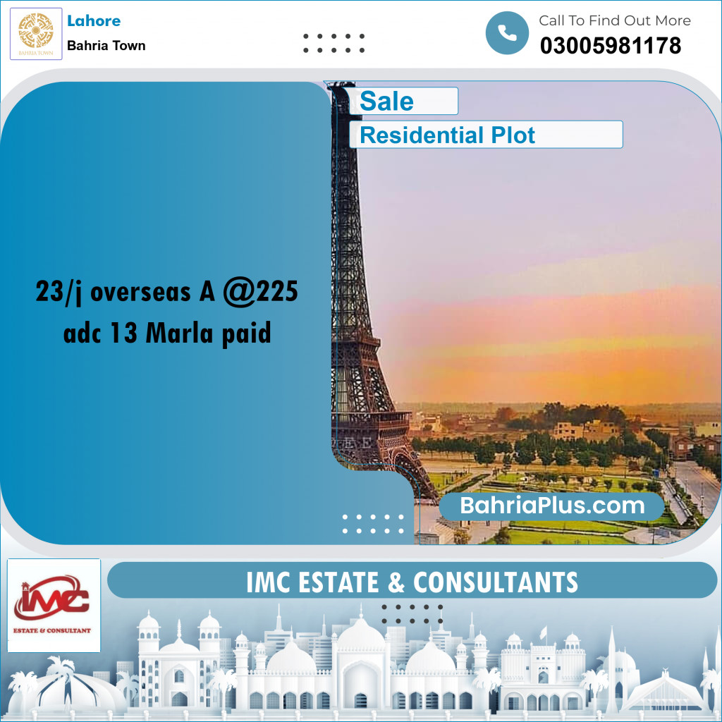 Residential Plot for Sale in Bahria Town, Lahore - (BP-274392)