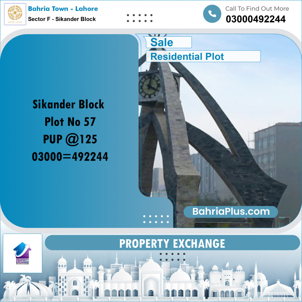 10 Marla Residential Plot for Sale in Sector F - Sikander Block -  Bahria Town, Lahore - (BP-274398)