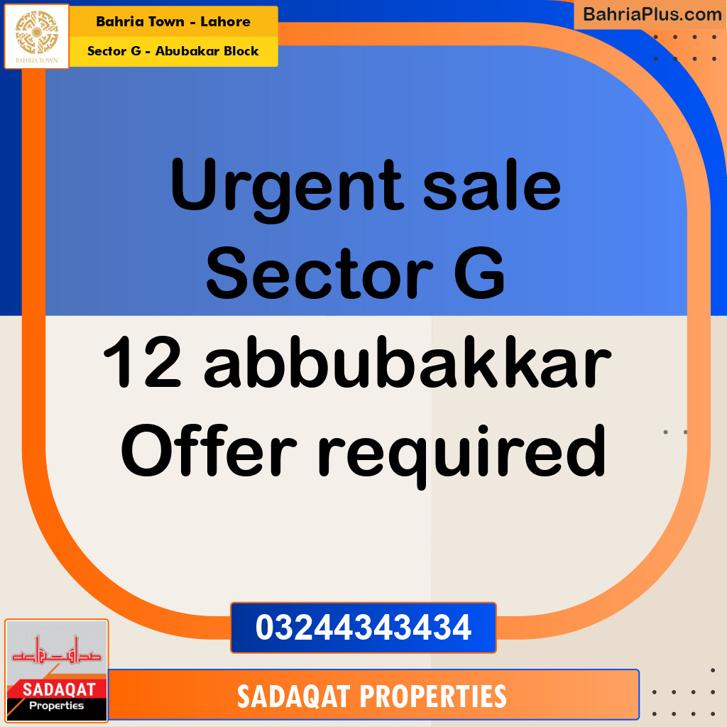 10 Marla Residential Plot for Sale in Sector G - Abubakar Block -  Bahria Town, Lahore - (BP-274415)