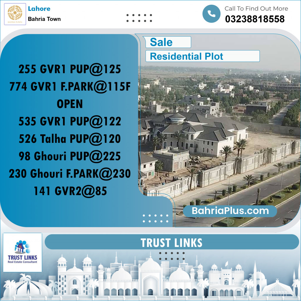 Residential Plot for Sale in Bahria Town, Lahore - (BP-274517)