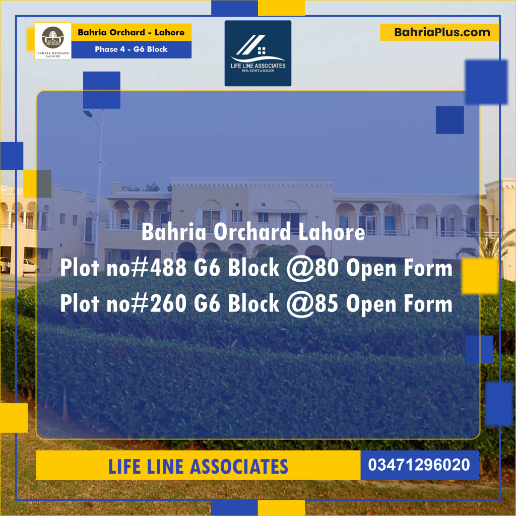 10 Marla Residential Plot for Sale in Phase 4 - G6 Block -  Bahria Orchard, Lahore - (BP-274539)