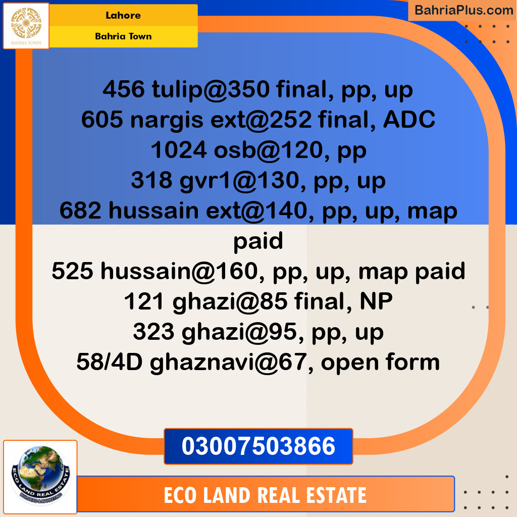 Residential Plot for Sale in Bahria Town, Lahore - (BP-274544)