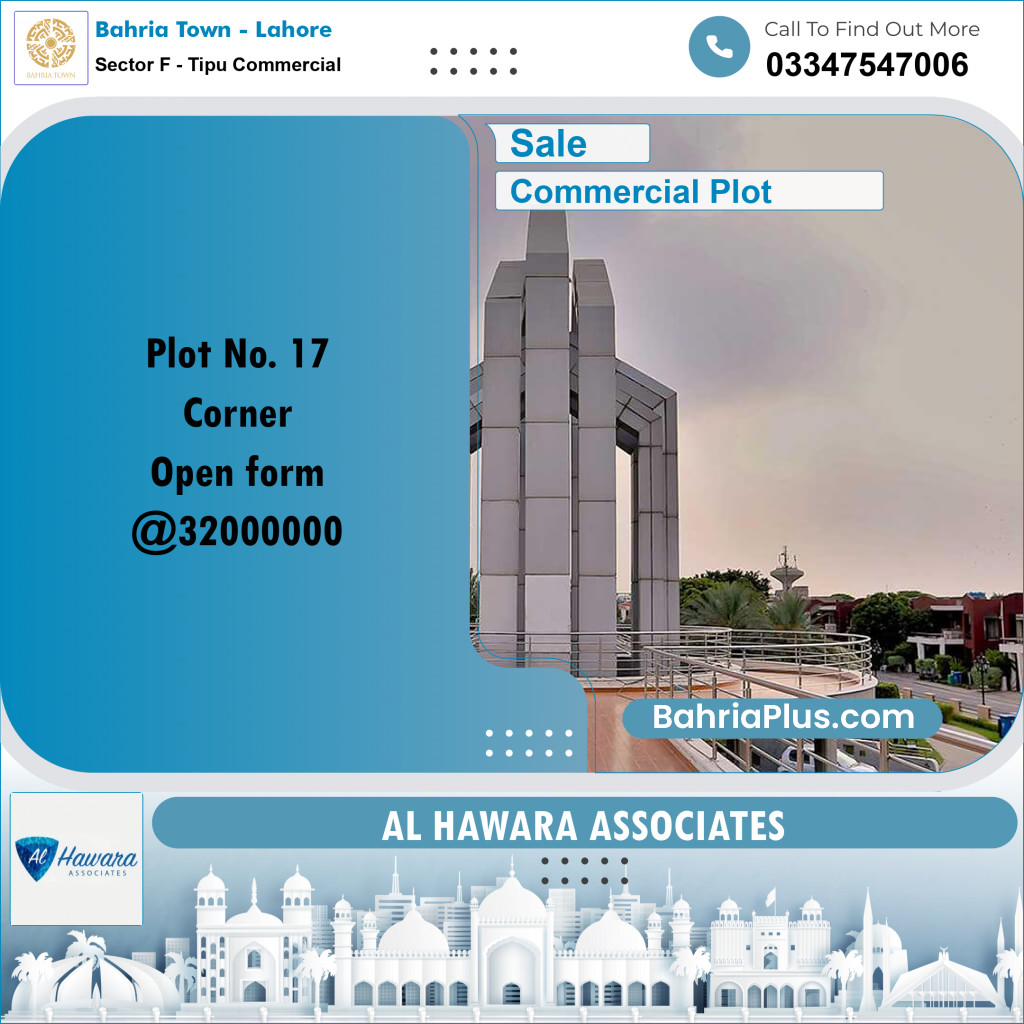 5 Marla Commercial Plot for Sale in Sector F - Tipu Commercial -  Bahria Town, Lahore - (BP-274547)