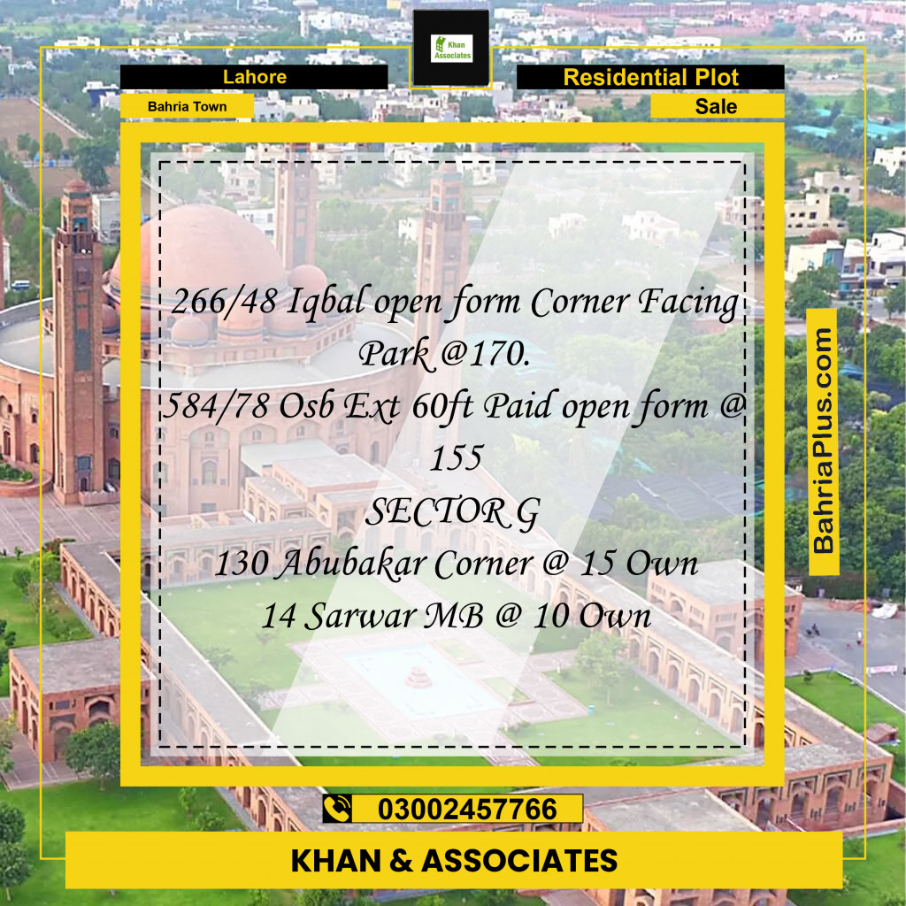 Residential Plot for Sale in Bahria Town, Lahore - (BP-274556)