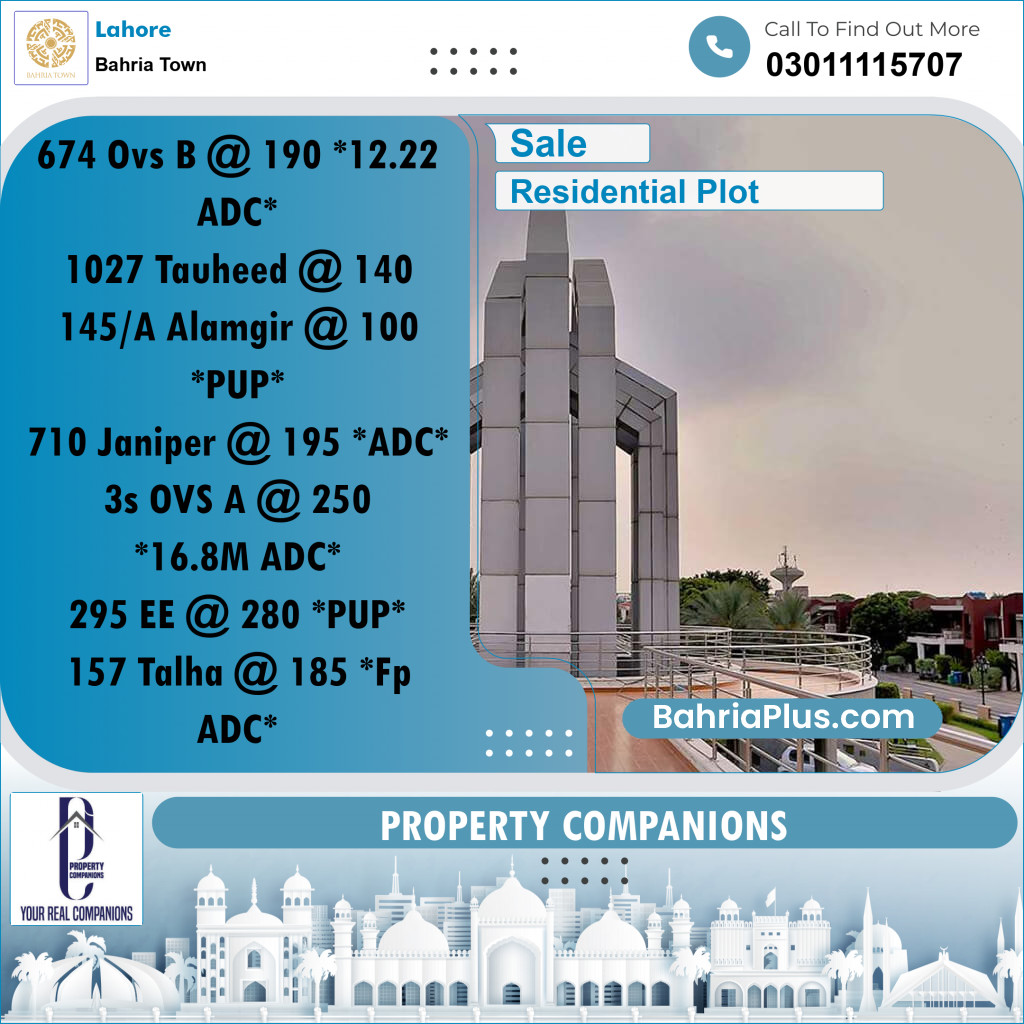 Residential Plot for Sale in Bahria Town, Lahore - (BP-274565)