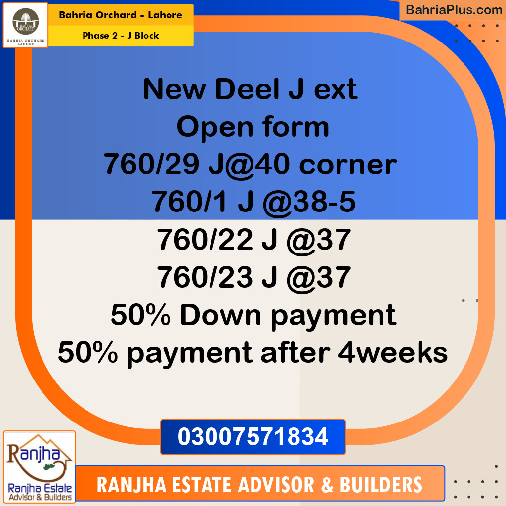 5 Marla Residential Plot for Sale in Phase 2 - J Block -  Bahria Orchard, Lahore - (BP-274613)