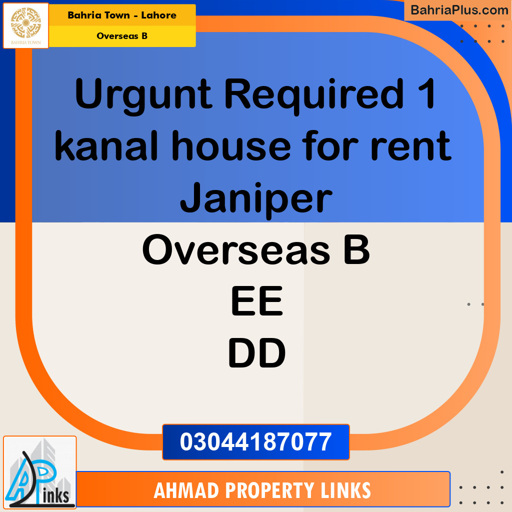 1 Kanal Residential House for Rent in Overseas B -  Bahria Town, Lahore - (BP-274641)