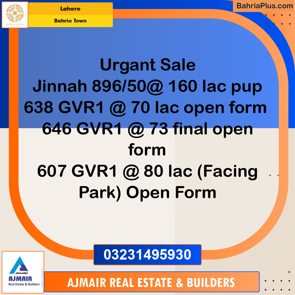 Residential Plot for Sale in Bahria Town, Lahore - (BP-274646)