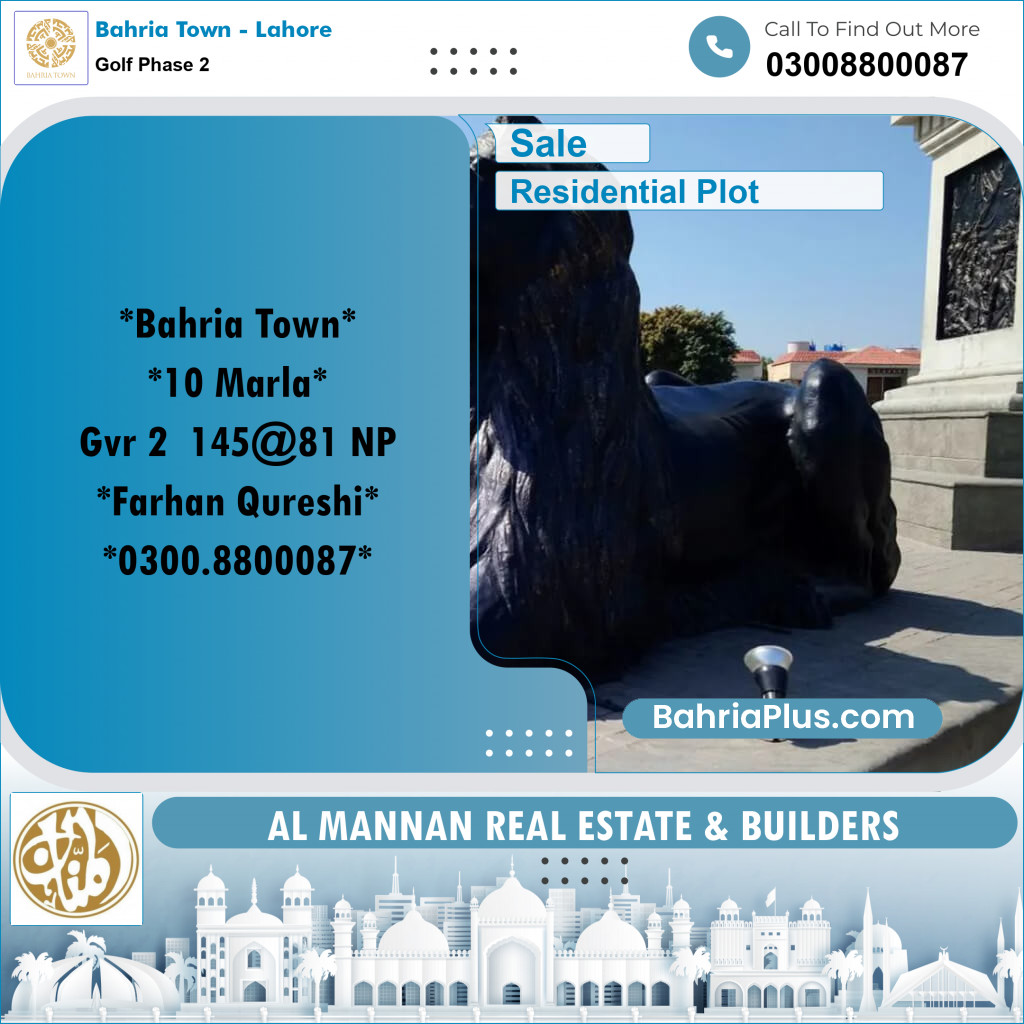 10 Marla Residential Plot for Sale in Golf Phase 2 -  Bahria Town, Lahore - (BP-274753)