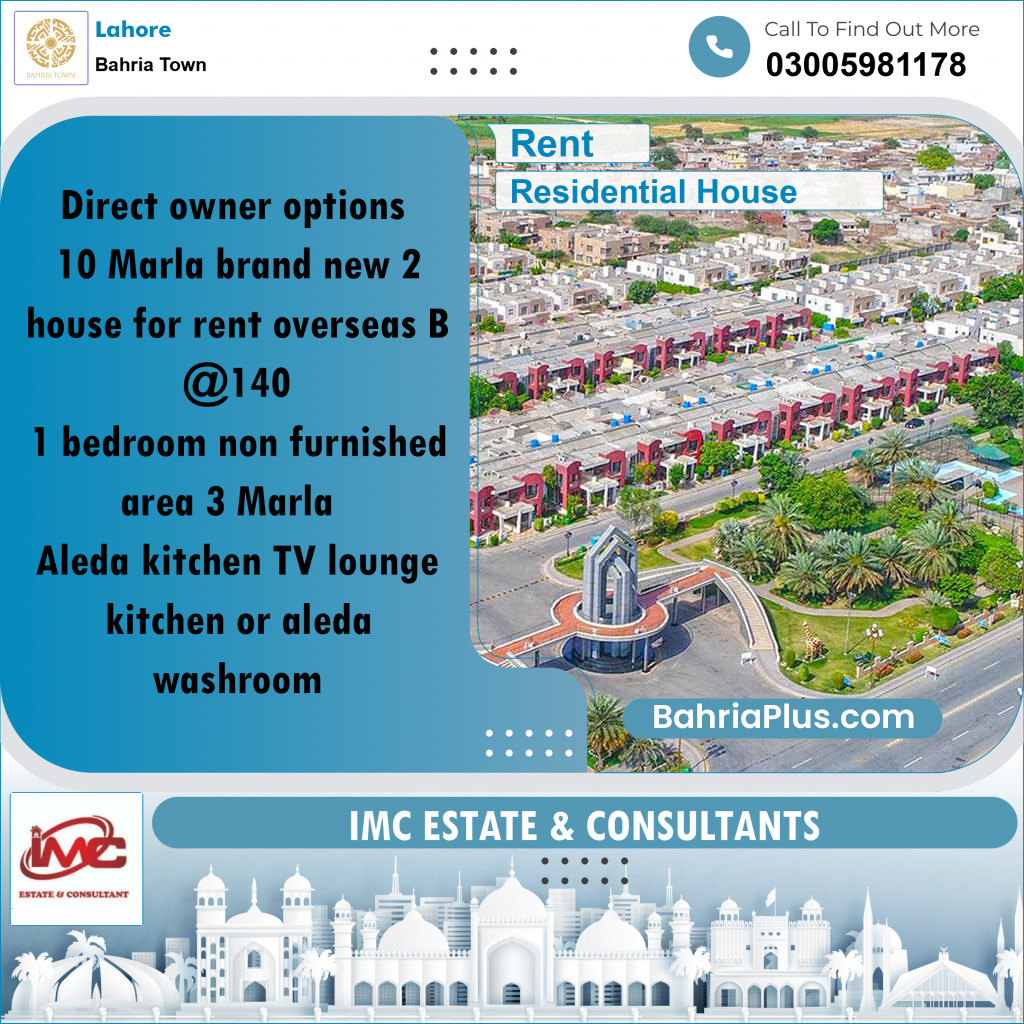 Residential House for Rent in Bahria Town, Lahore - (BP-274776)