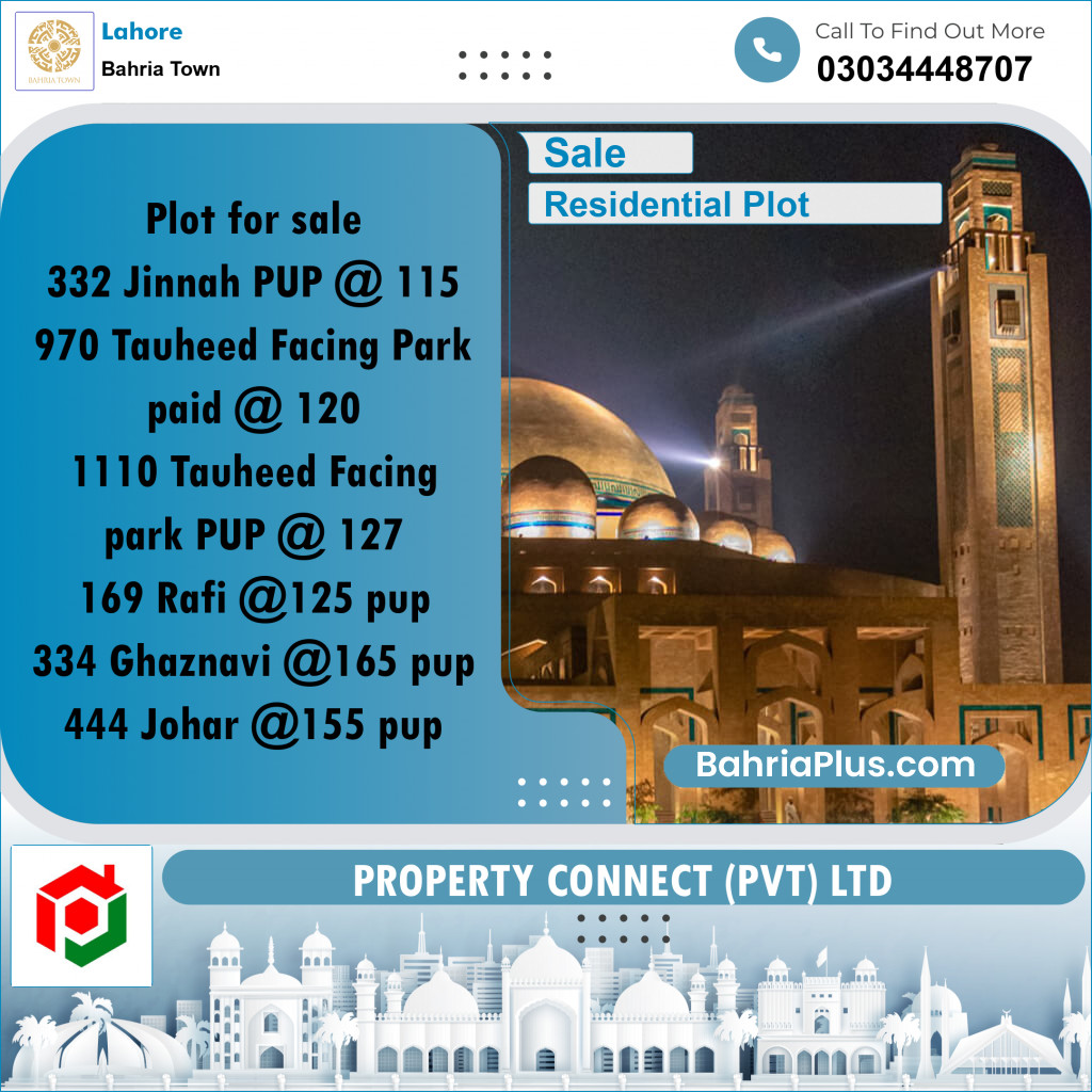 Residential Plot for Sale in Bahria Town, Lahore - (BP-274788)