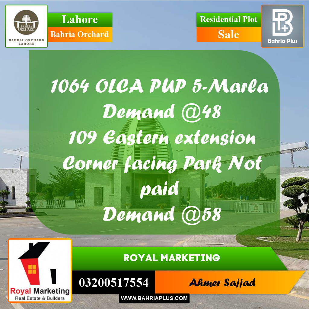 Residential Plot for Sale in Bahria Orchard, Lahore - (BP-274809)