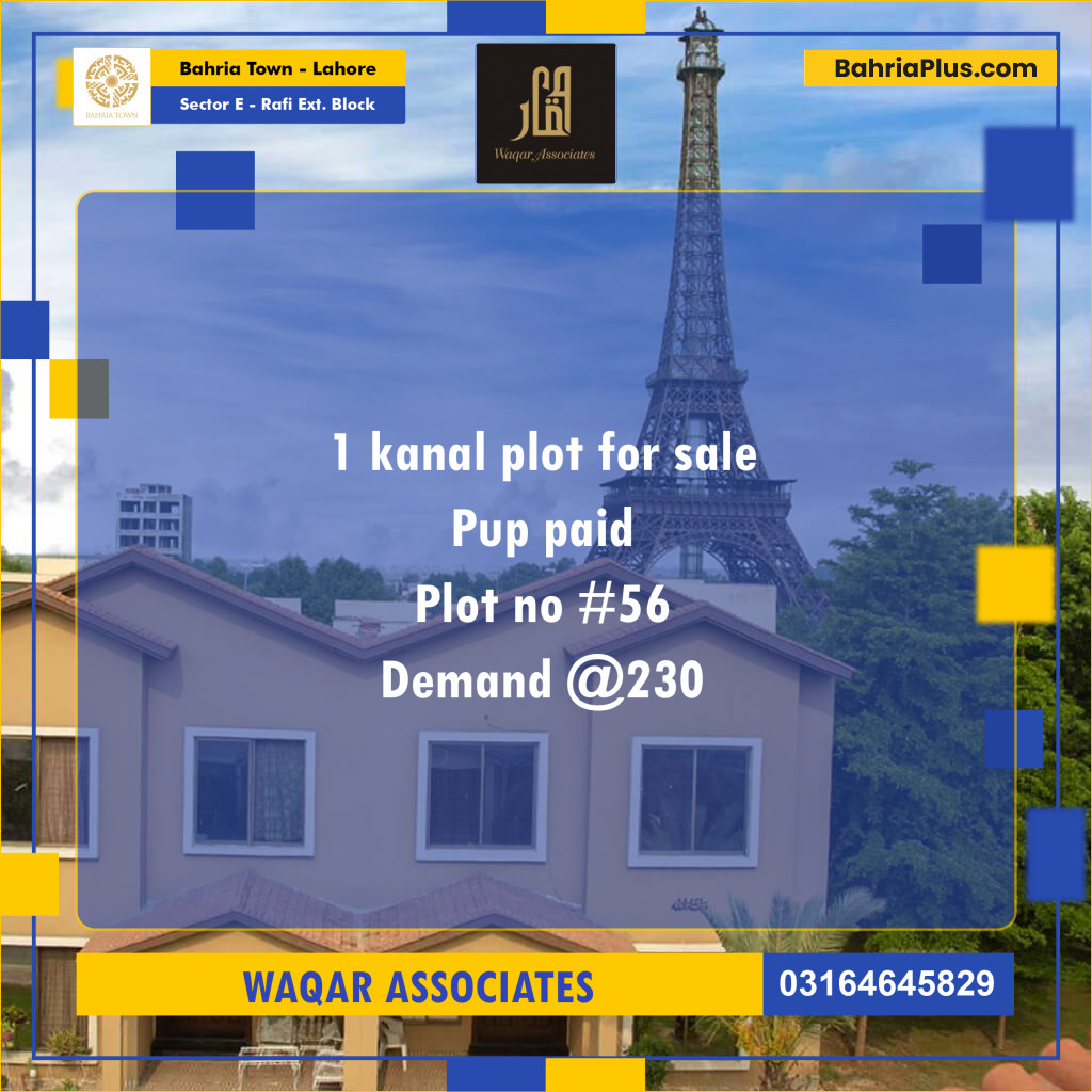 1 Marla Residential Plot for Sale in Sector E - Rafi Ext. Block -  Bahria Town, Lahore - (BP-274813)