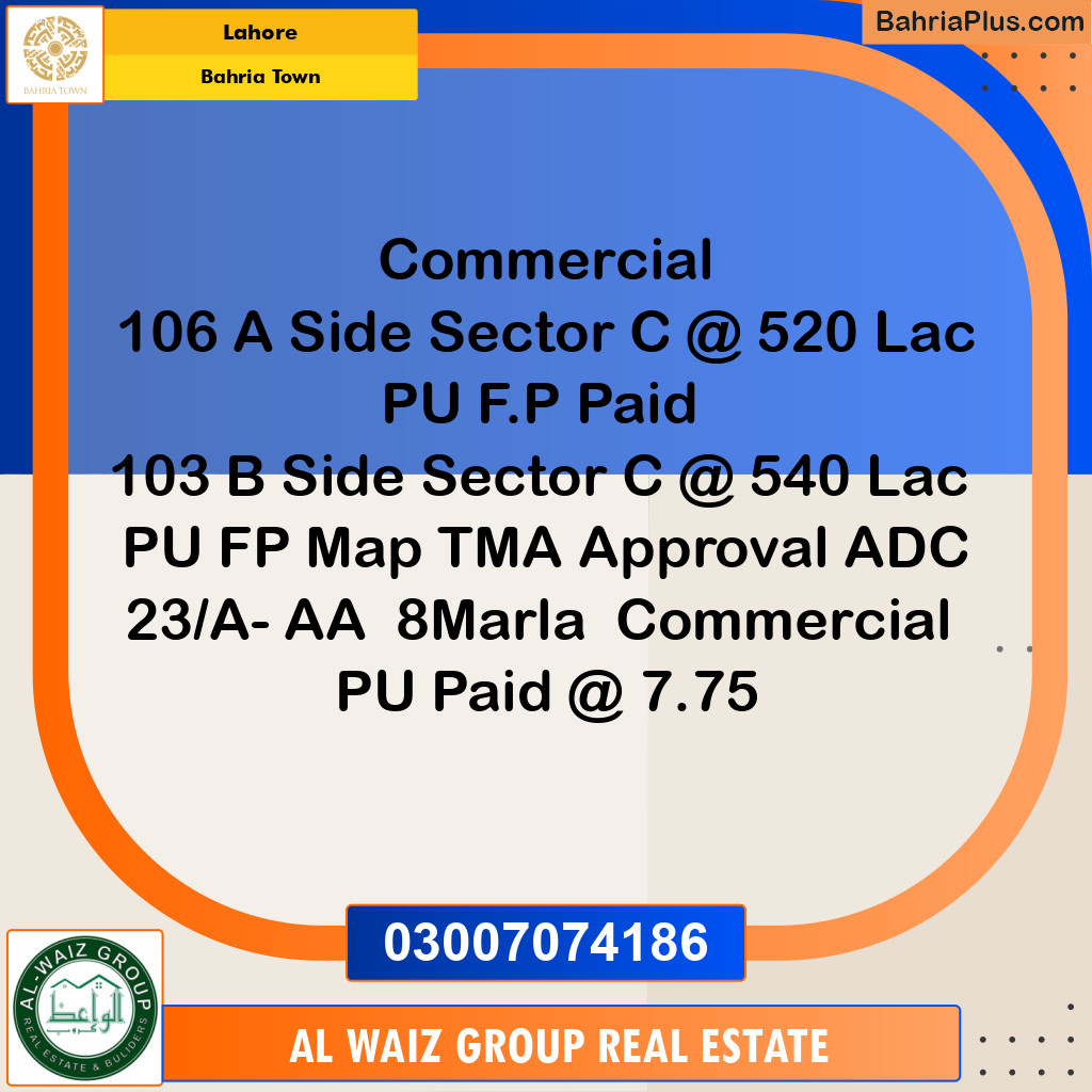 Commercial Plot for Sale in Bahria Town, Lahore - (BP-274823)