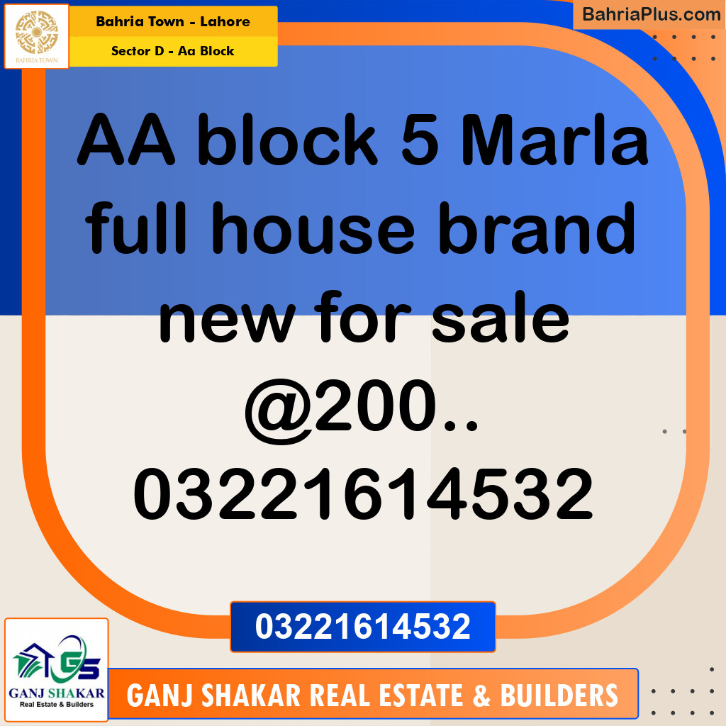 5 Marla Residential House for Sale in Sector D - AA Block -  Bahria Town, Lahore - (BP-274834)