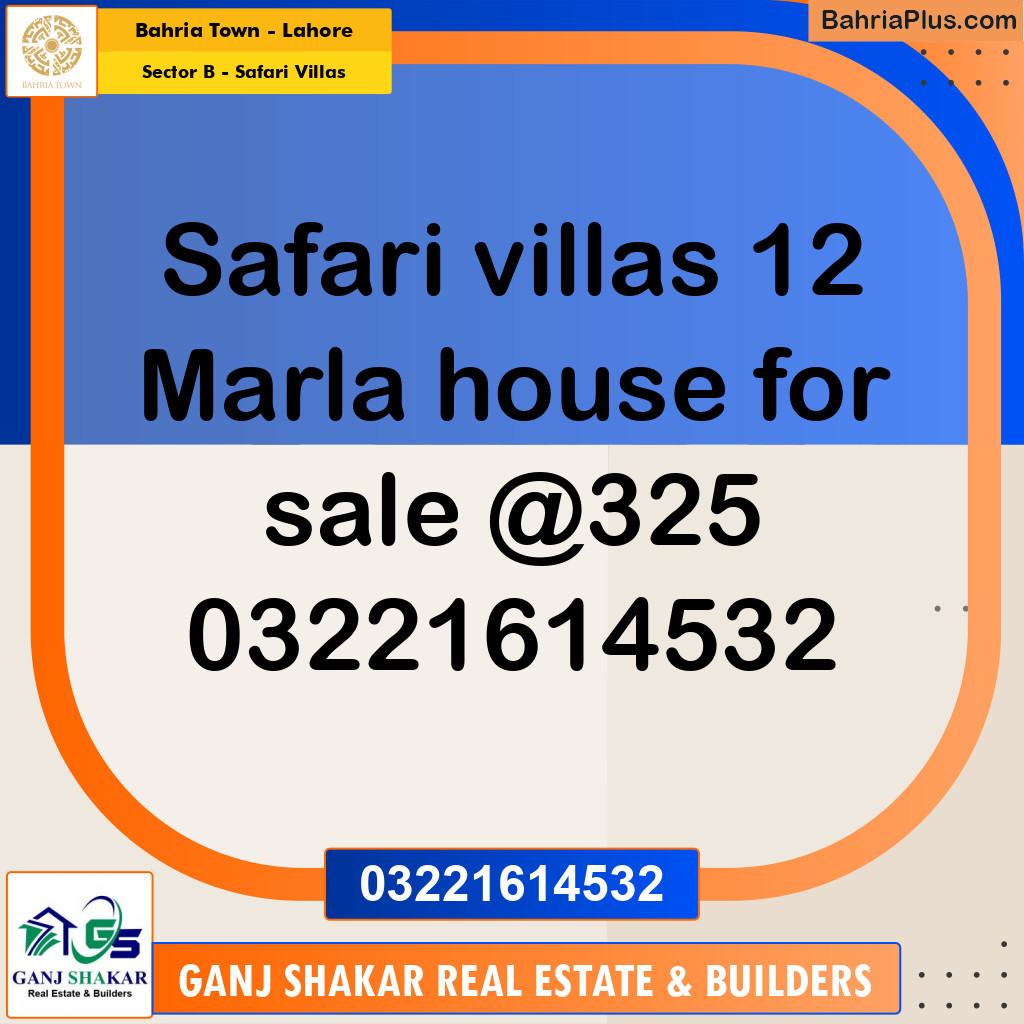 12 Marla Residential House for Sale in Sector B - Safari Villas -  Bahria Town, Lahore - (BP-274839)
