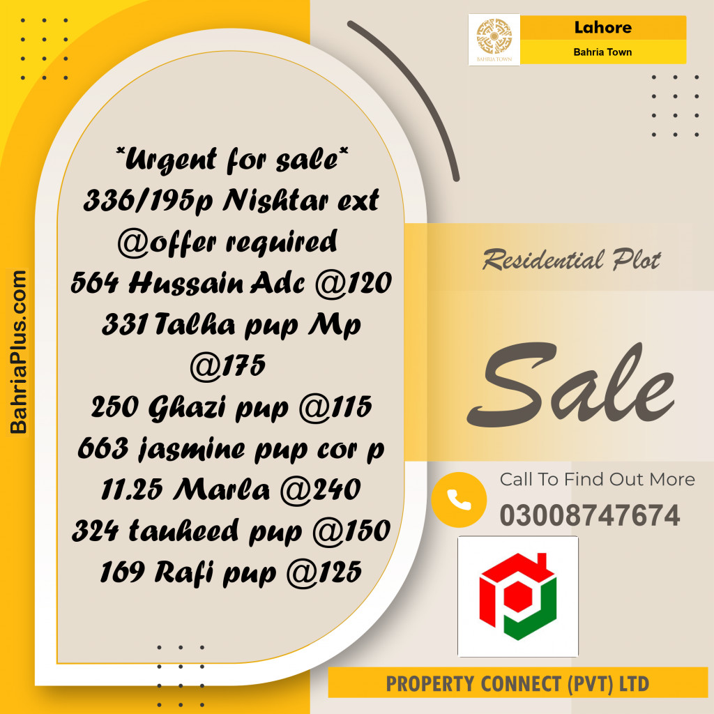 Residential Plot for Sale in Bahria Town, Lahore - (BP-274849)