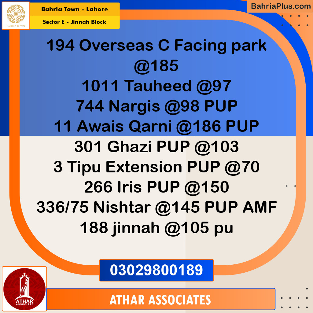 5 Marla Residential Plot for Sale in Sector E - Jinnah Block -  Bahria Town, Lahore - (BP-274851)