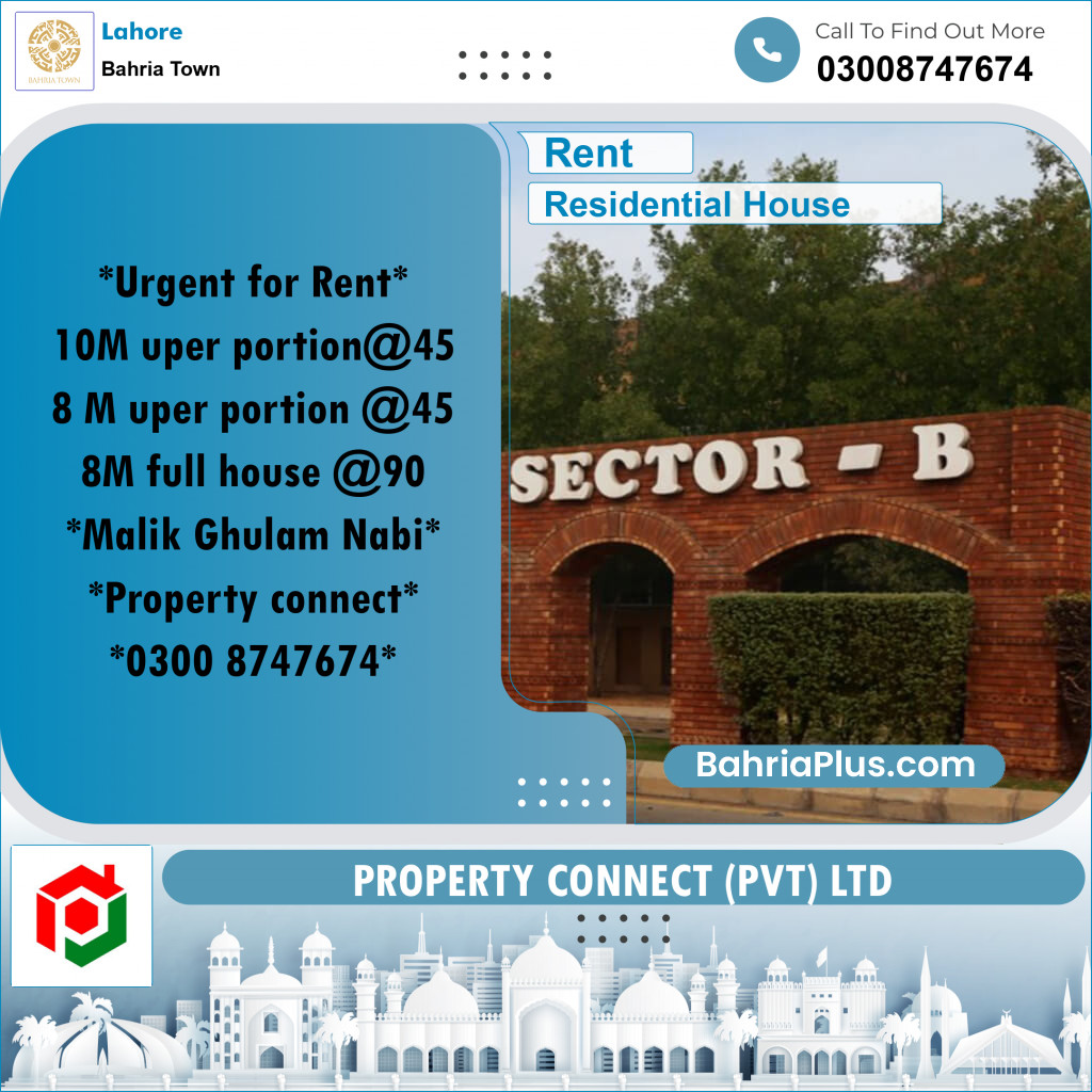 Residential House for Rent in Bahria Town, Lahore - (BP-274858)