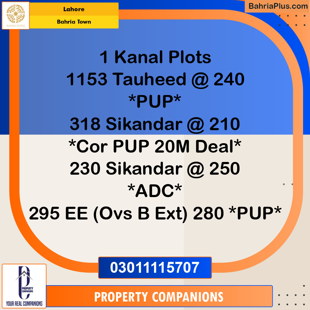 Residential Plot for Sale in Bahria Town, Lahore - (BP-274891)