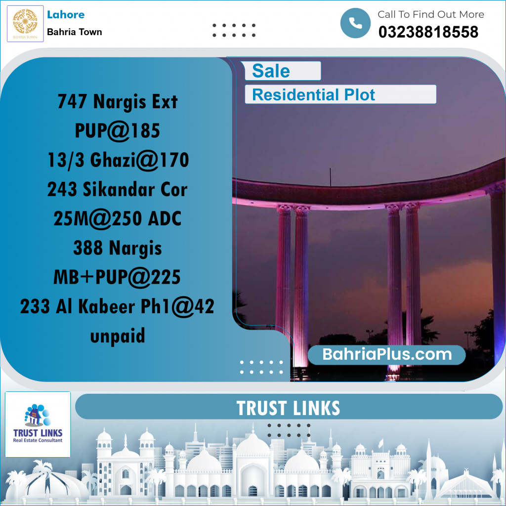 Residential Plot for Sale in Bahria Town, Lahore - (BP-274900)