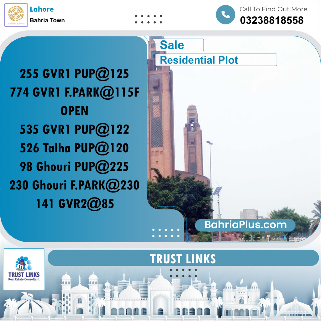 Residential Plot for Sale in Bahria Town, Lahore - (BP-274901)