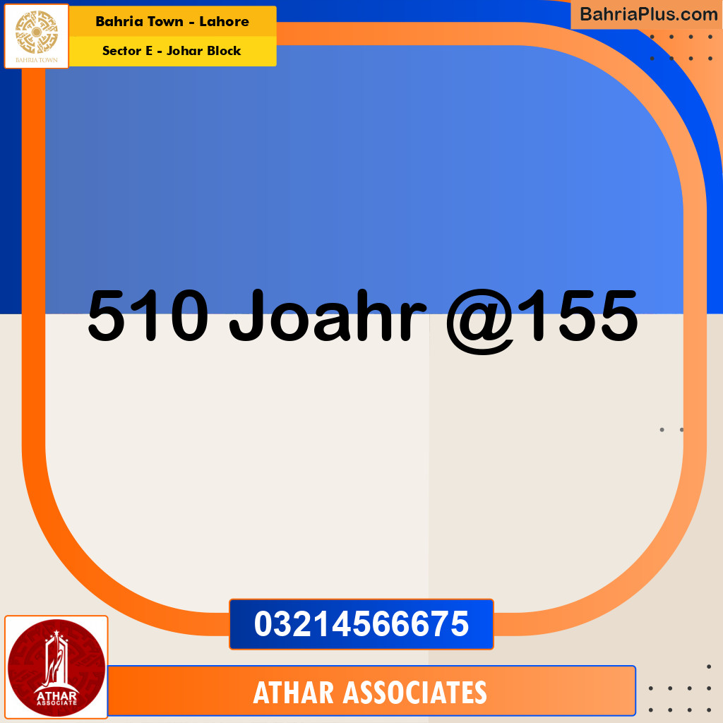 10 Marla Residential Plot for Sale in Sector E - Johar Block -  Bahria Town, Lahore - (BP-274914)