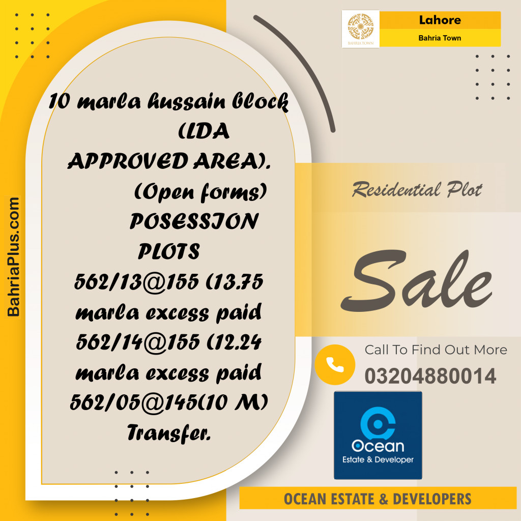 Residential Plot for Sale in Bahria Town, Lahore - (BP-274926)