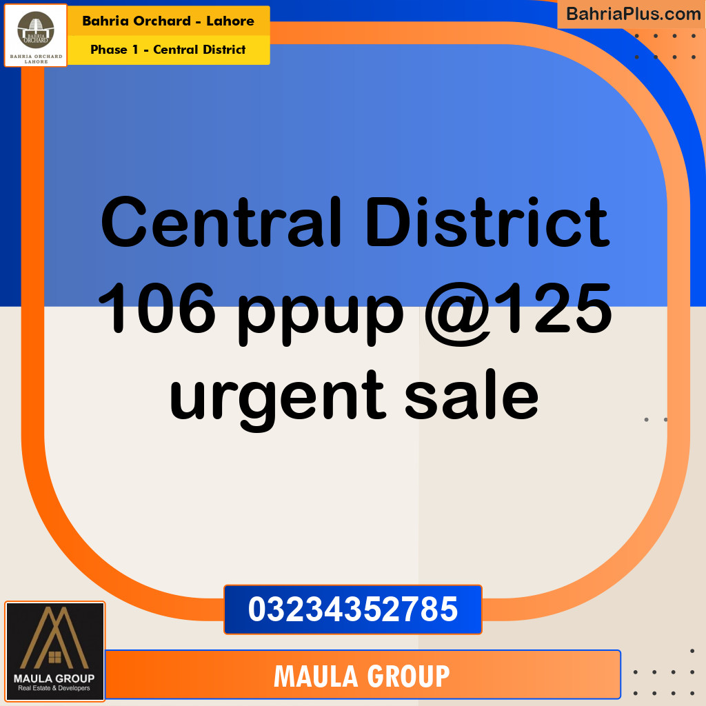 10 Marla Residential Plot for Sale in Phase 1 - Central District -  Bahria Orchard, Lahore - (BP-274927)