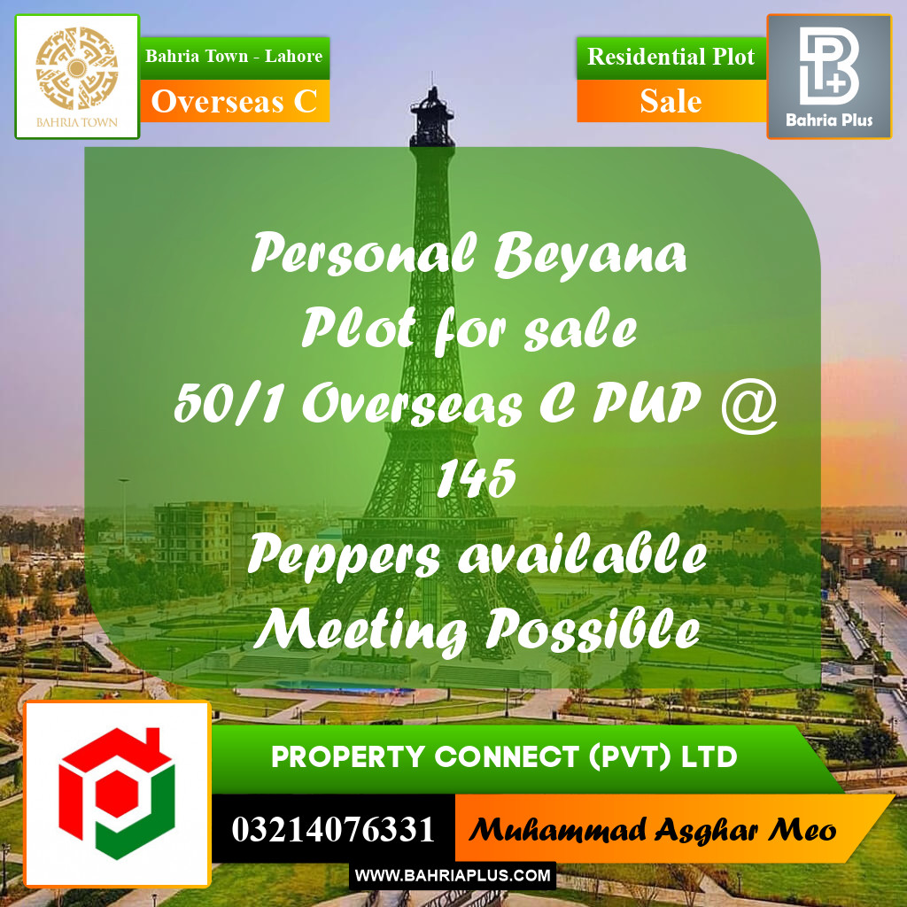 10 Marla Residential Plot for Sale in Overseas C -  Bahria Town, Lahore - (BP-274971)