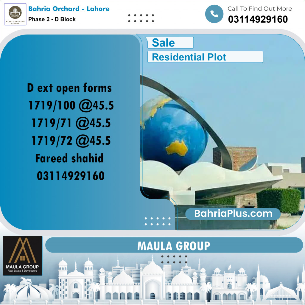 5 Marla Residential Plot for Sale in Phase 2 - D Block -  Bahria Orchard, Lahore - (BP-274977)