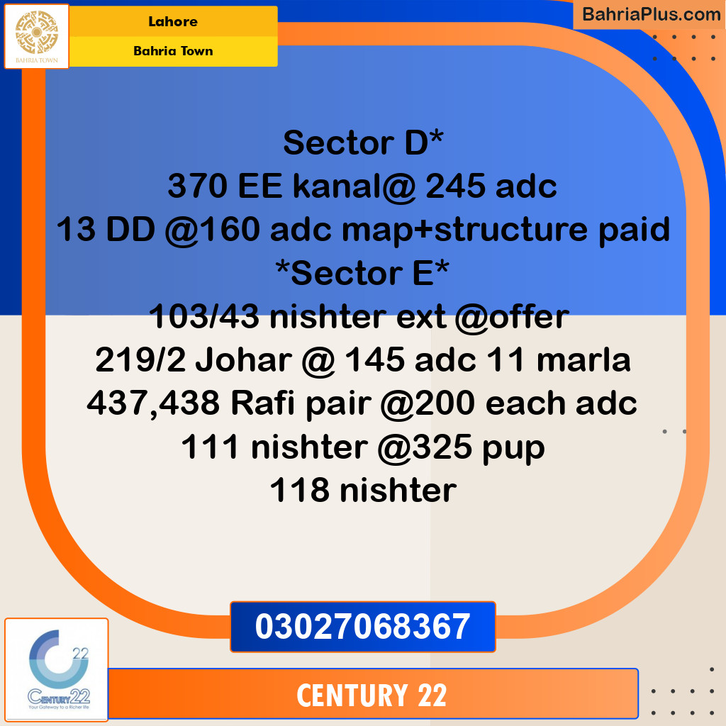 Residential Plot for Sale in Bahria Town, Lahore - (BP-274987)