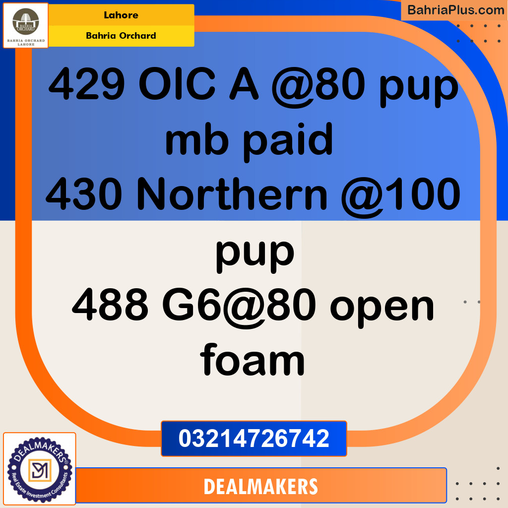 Residential Plot for Sale in Bahria Orchard, Lahore - (BP-275021)