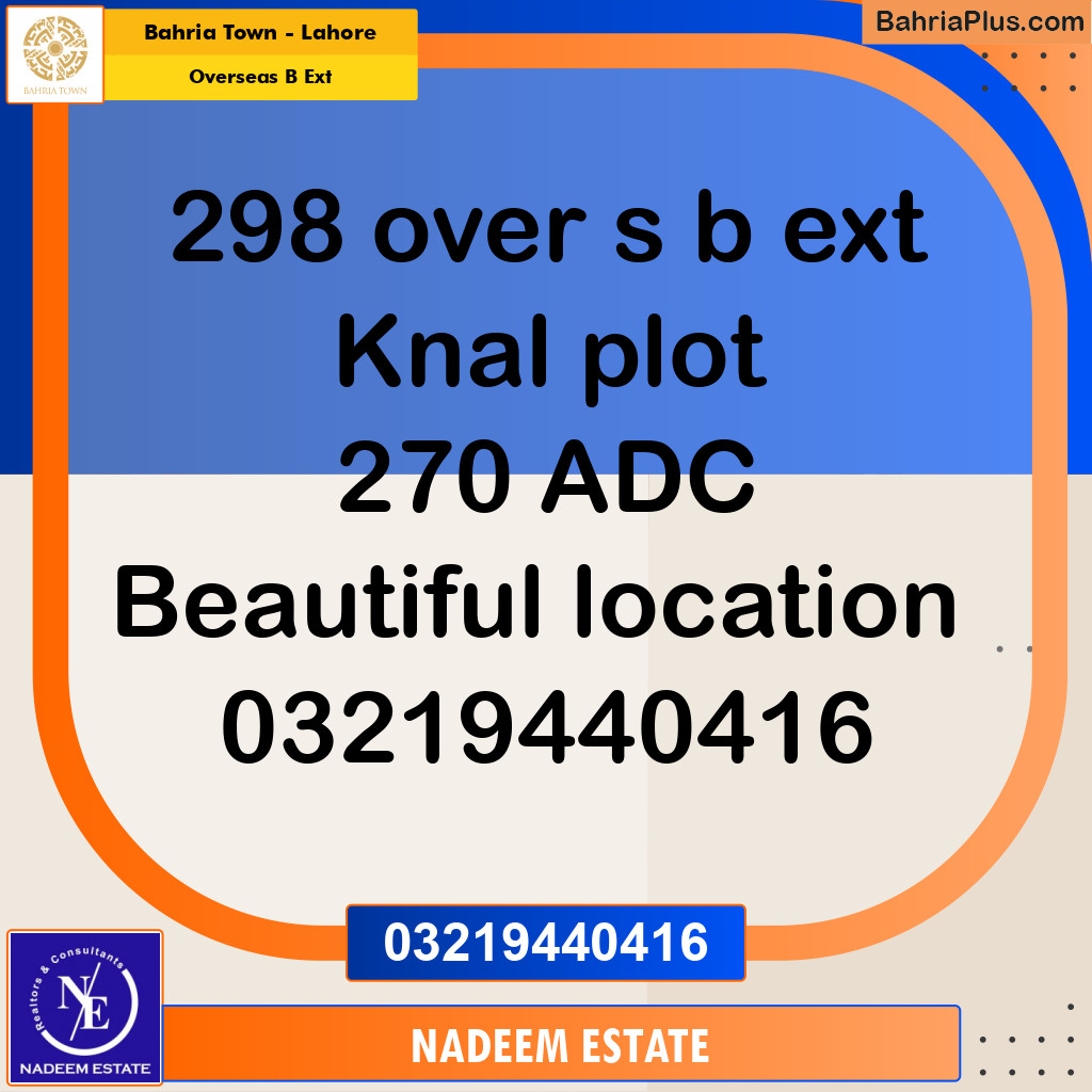 Residential Plot for Sale in Overseas B Ext -  Bahria Town, Lahore - (BP-275034)