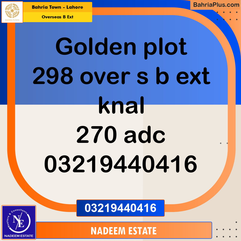 Residential Plot for Sale in Overseas B Ext -  Bahria Town, Lahore - (BP-275035)
