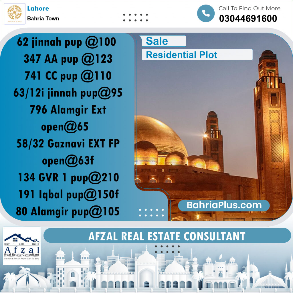 Residential Plot for Sale in Bahria Town, Lahore - (BP-275070)