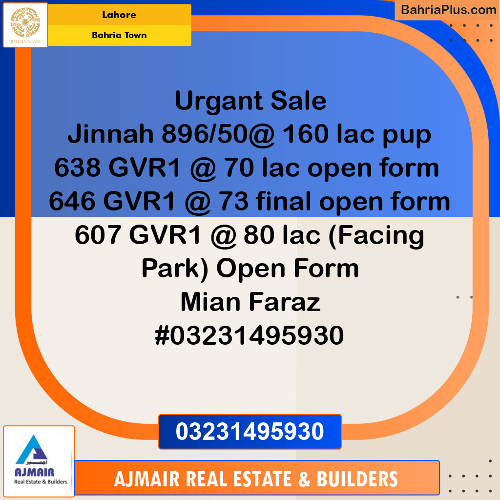 Residential Plot for Sale in Bahria Town, Lahore - (BP-275130)