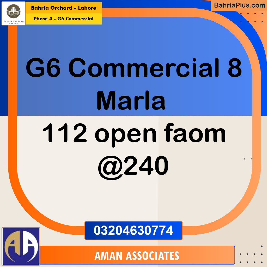 8 Marla Commercial Plot for Sale in Phase 4 - G6 Commercial -  Bahria Orchard, Lahore - (BP-275136)