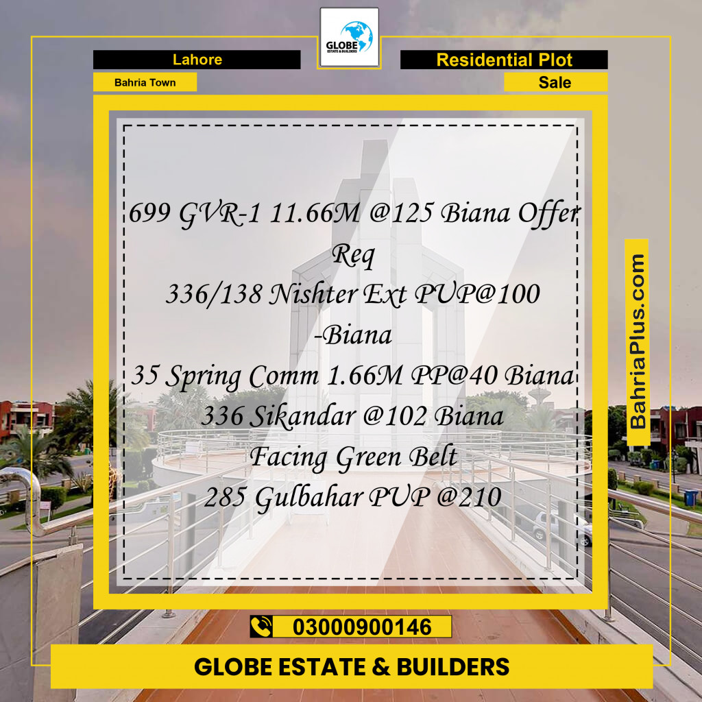 Residential Plot for Sale in Bahria Town, Lahore - (BP-275138)