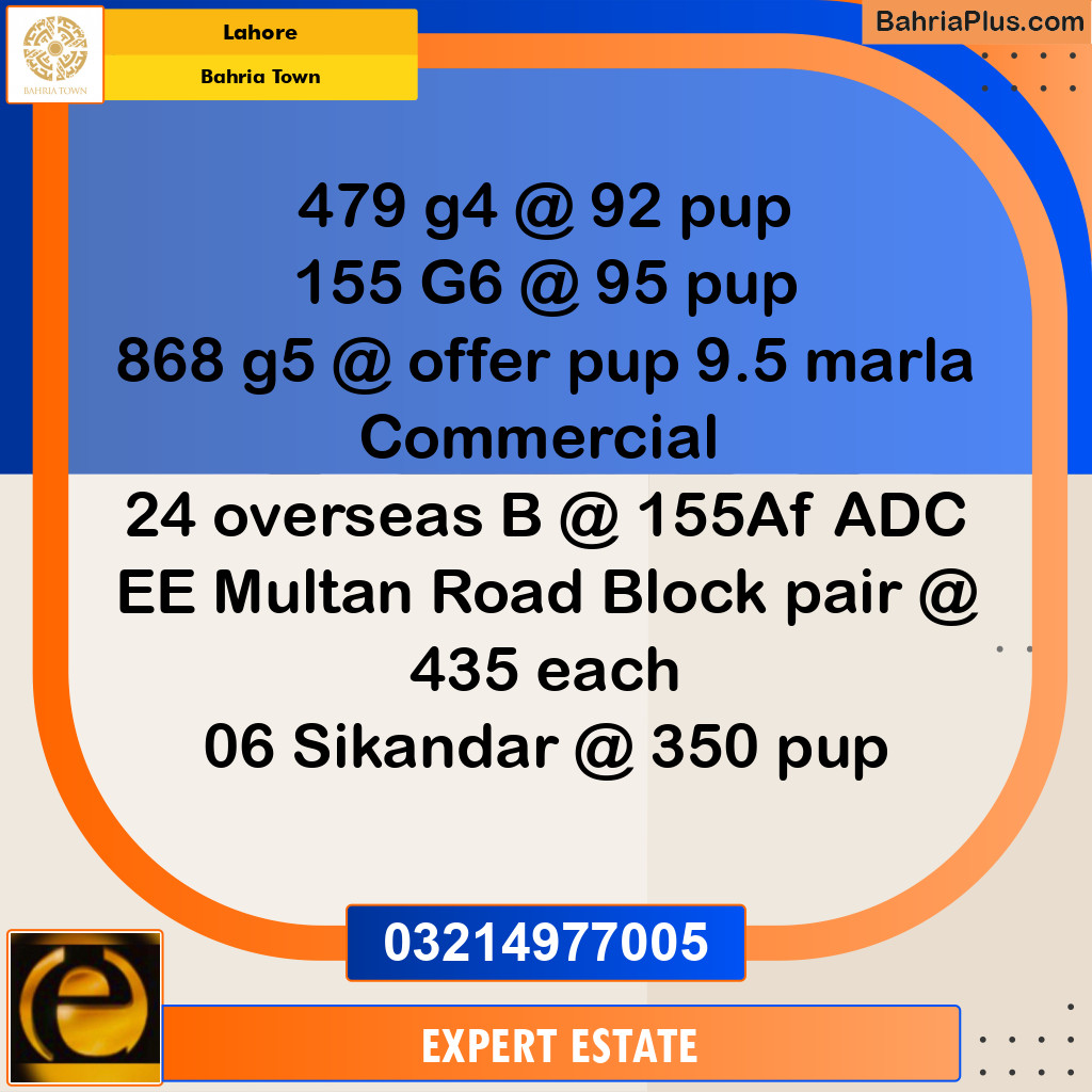 Residential Plot for Sale in Bahria Town, Lahore - (BP-275149)