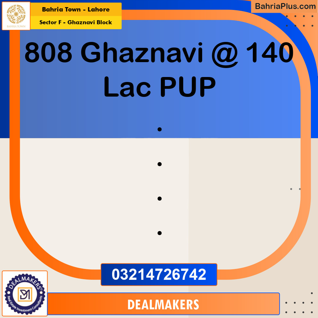 10 Marla Residential Plot for Sale in Sector F - Ghaznavi Block -  Bahria Town, Lahore - (BP-275168)