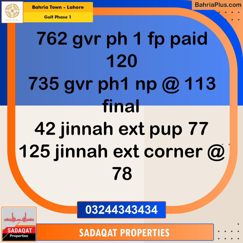 10 Marla Residential Plot for Sale in Golf Phase 1 -  Bahria Town, Lahore - (BP-275169)