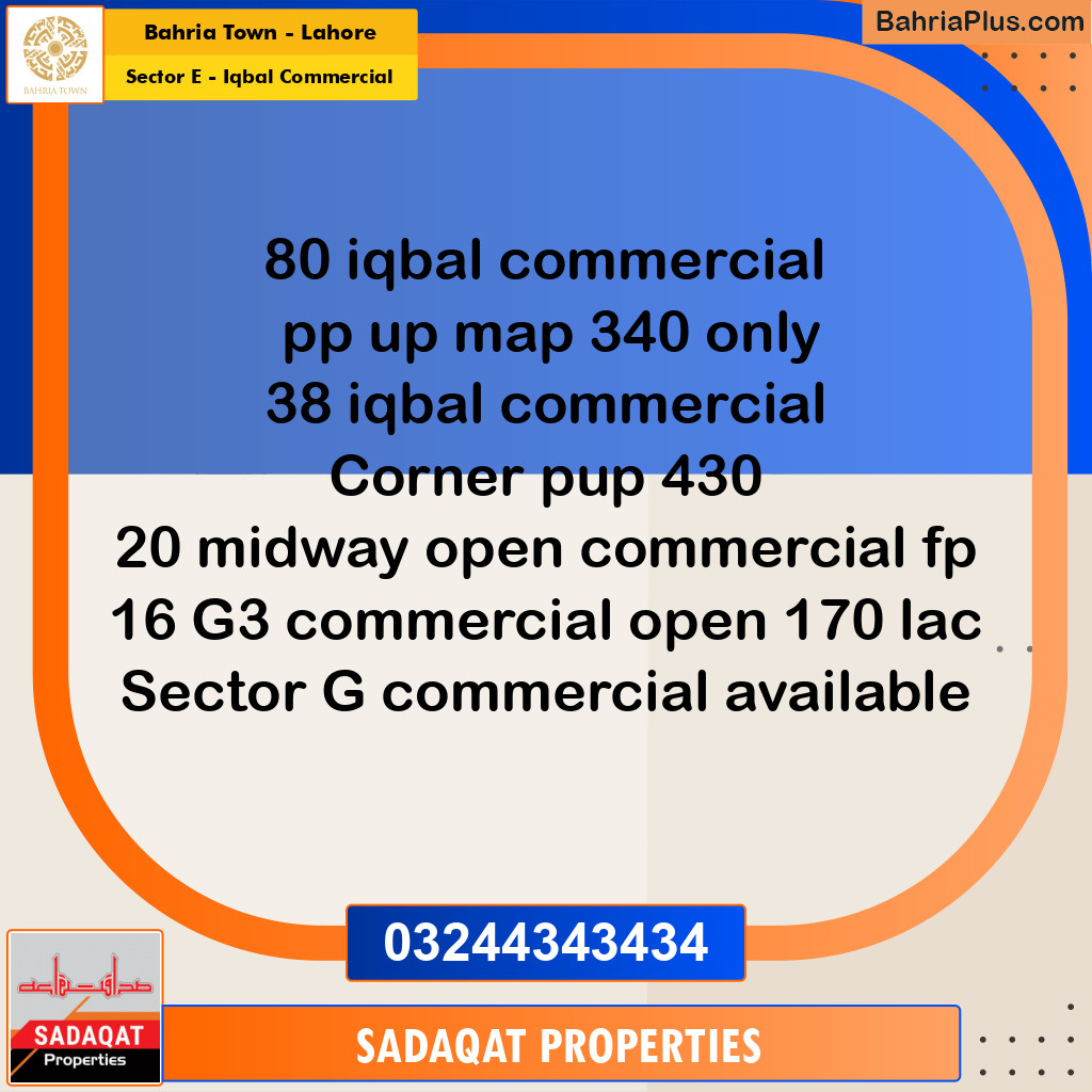5 Marla Commercial Plot for Sale in Sector E - Iqbal Commercial -  Bahria Town, Lahore - (BP-275174)