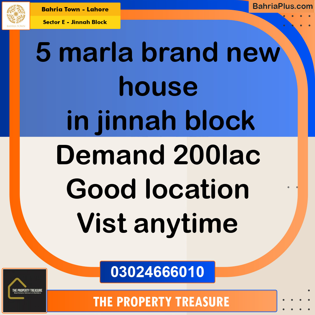 5 Marla Residential House for Sale in Sector E - Jinnah Block -  Bahria Town, Lahore - (BP-275181)