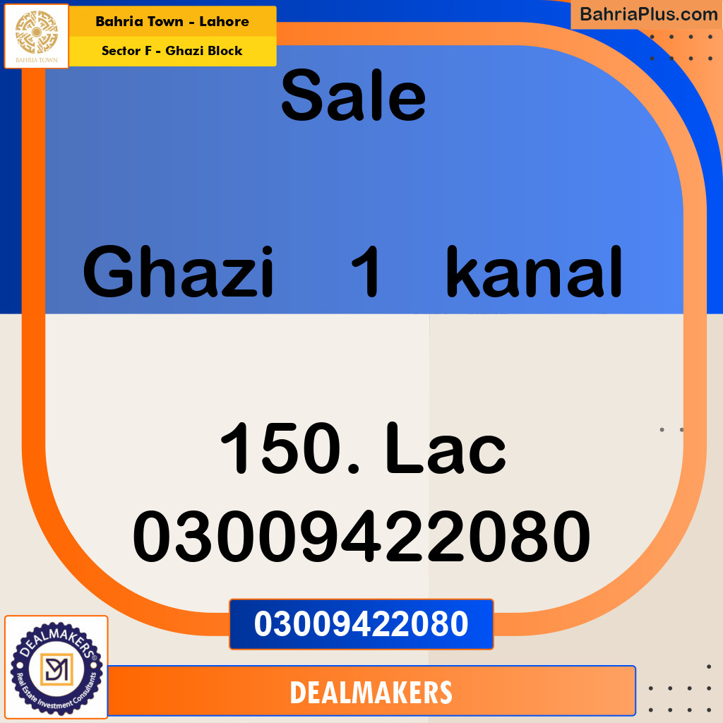 1 Kanal Residential Plot for Sale in Sector F - Ghazi Block -  Bahria Town, Lahore - (BP-275240)