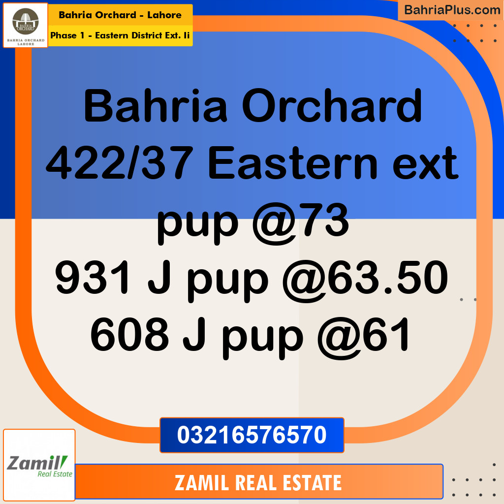 8 Marla Residential Plot for Sale in Phase 1 - Eastern District Ext. II -  Bahria Orchard, Lahore - (BP-275263)