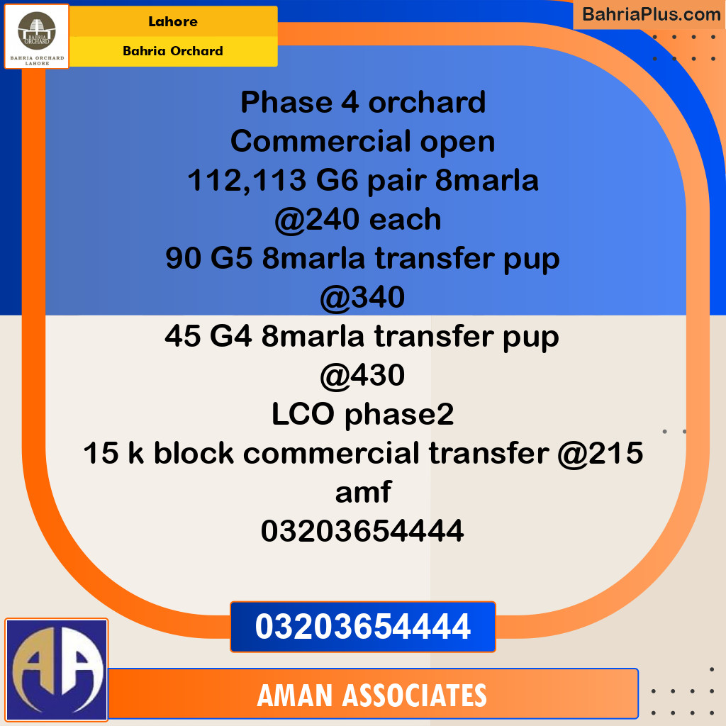 Commercial Plot for Sale in Bahria Orchard, Lahore - (BP-275288)