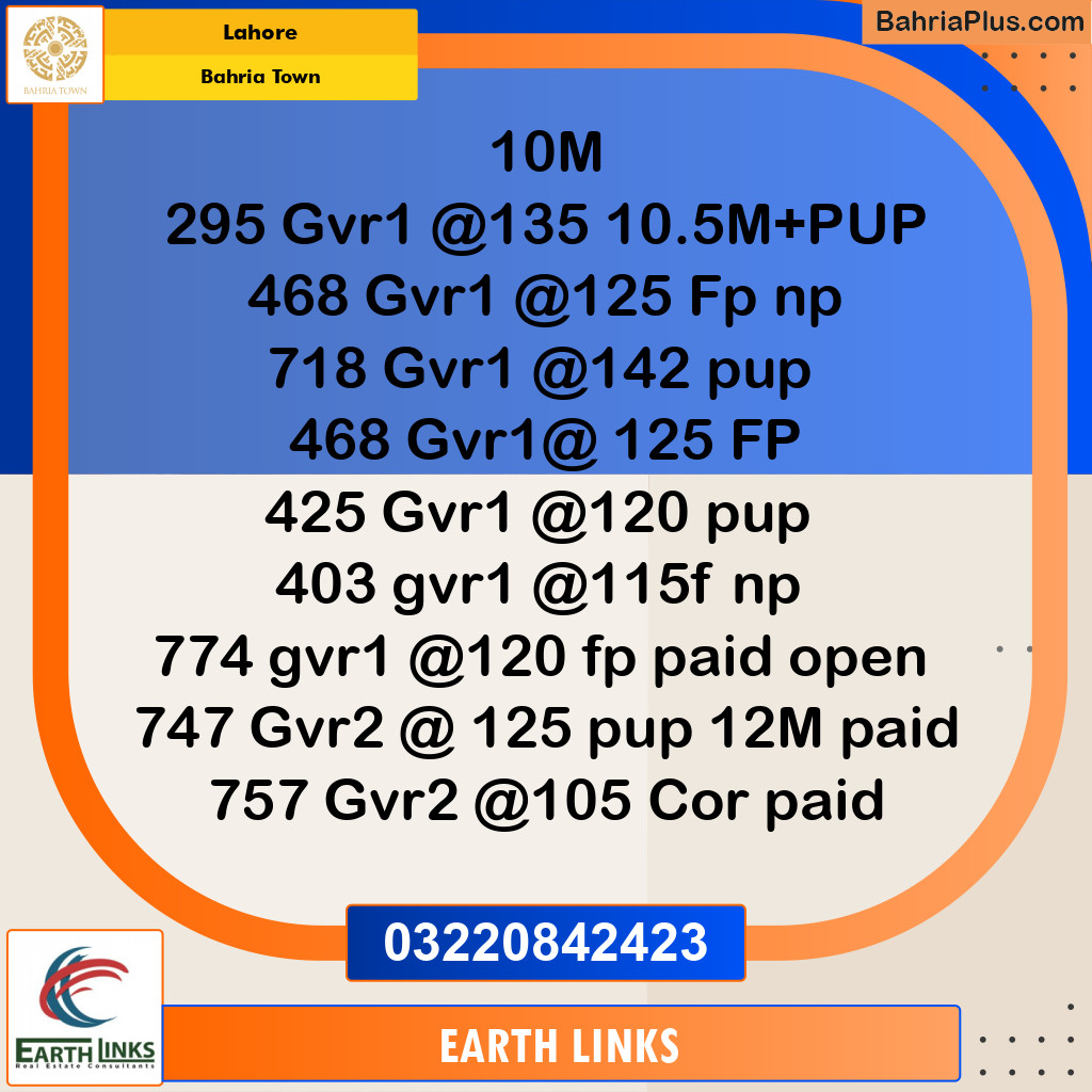 Residential Plot for Sale in Bahria Town, Lahore - (BP-275294)